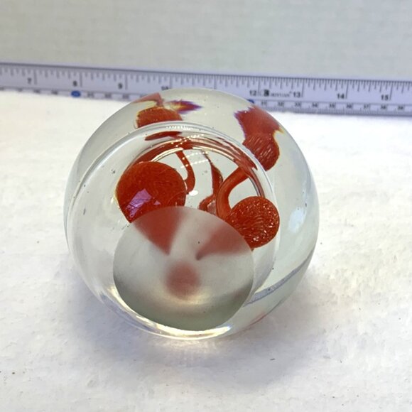 VINTAGE MURARO STYLE ART GLASS PAPERWEIGHT Orange Flamigo - Picture 5 of 5
